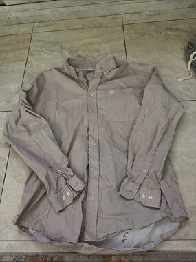 Cinch Men's Button-Up Shirt in Light Tan Microdot